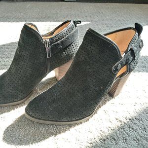 Perforated Suede Cutout Booties